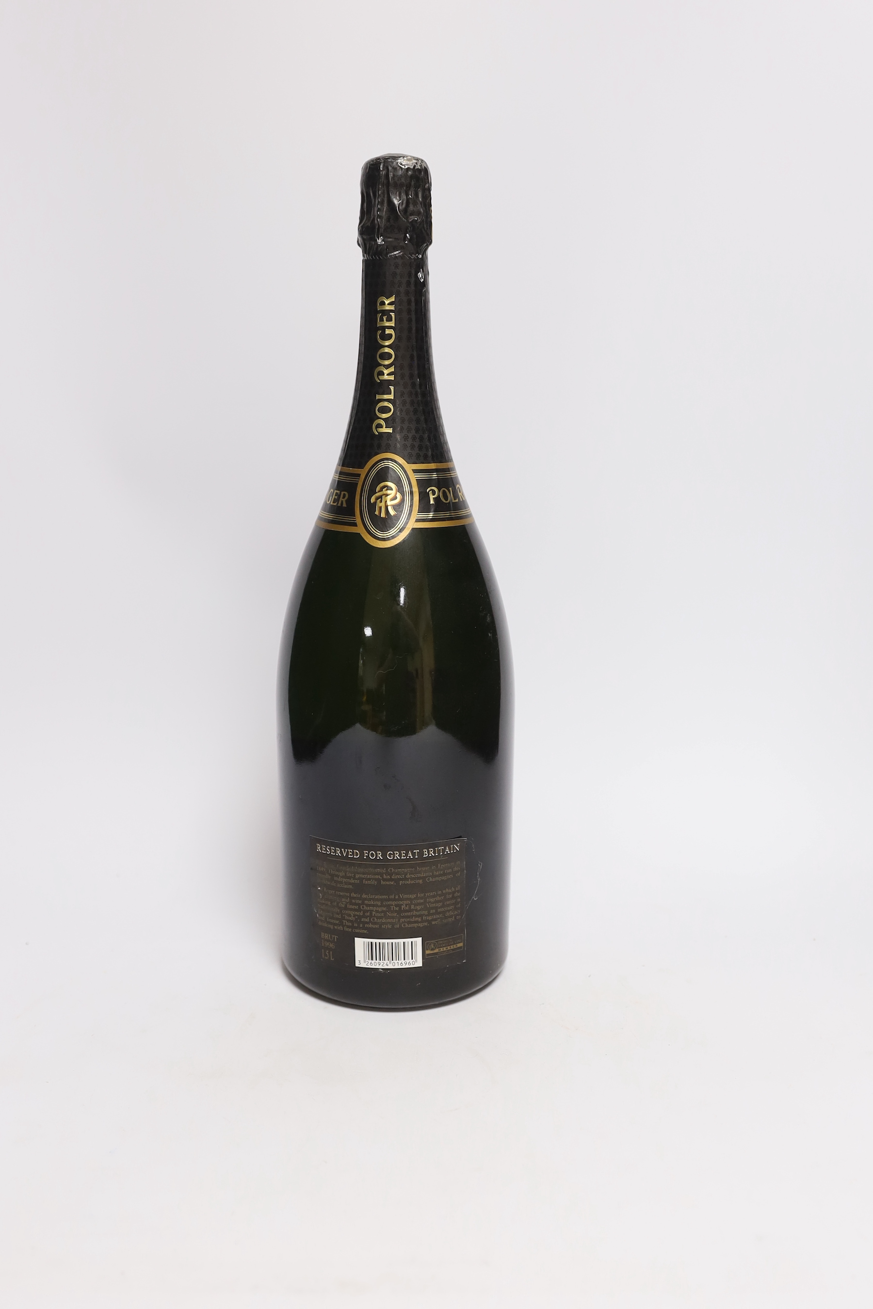 Magnum bottle of Pol Roger Champagne, Extra Cuvée de Reserve, 1996